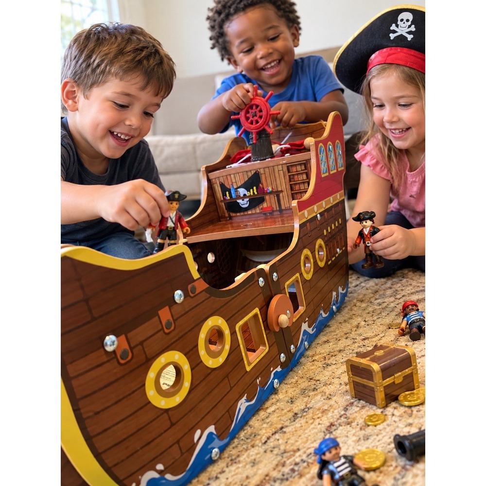 KidKraft Adventure Bound Wooden Pirate Ship Playset Toy Open Center Ship Only